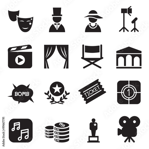 Movies icons set Vector illustration