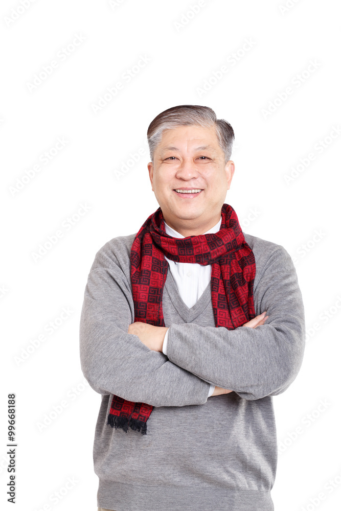 portrait old smiling Asian man standing confidently portrait old smiling Asian man standing confidently