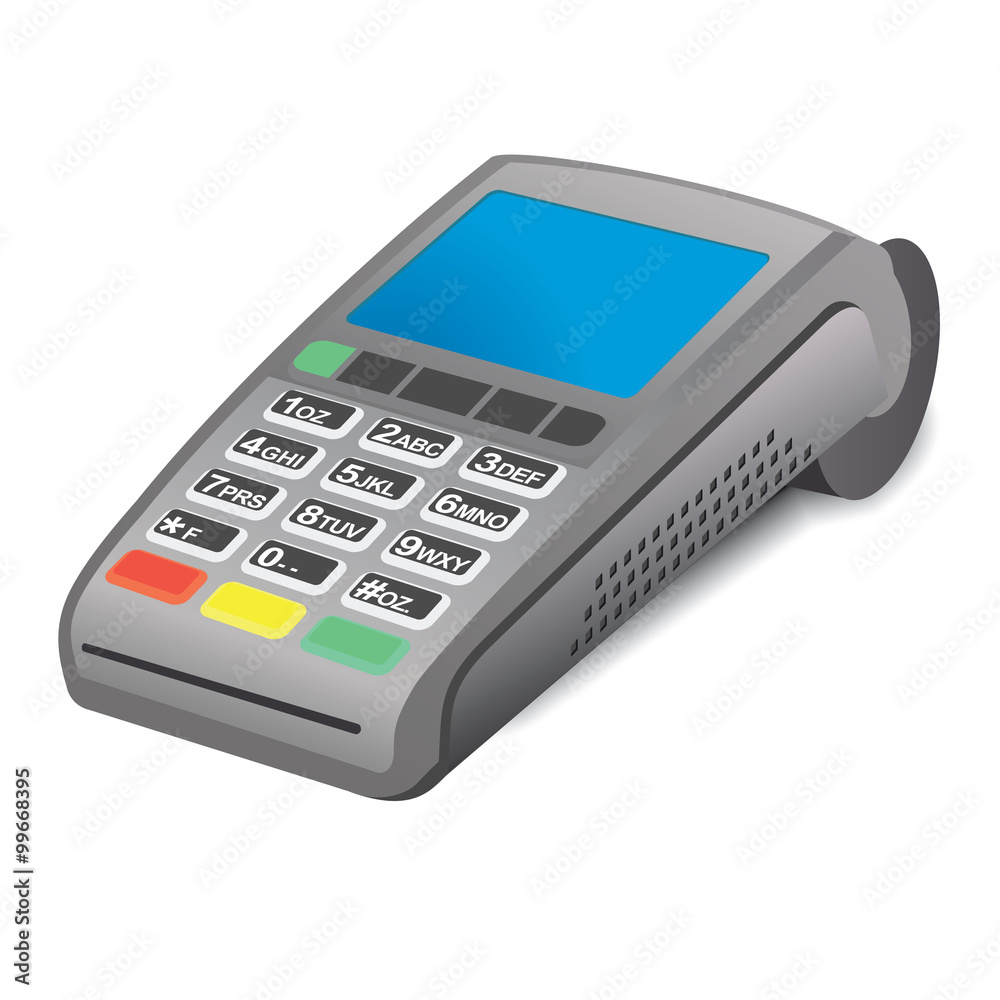 POS terminal on white background POS terminal on white background