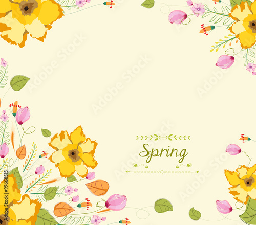 Floral background, spring theme, greeting card
