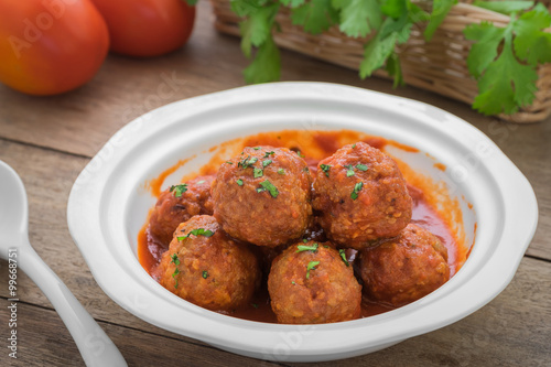 Meatballs in tomato sauce on plate