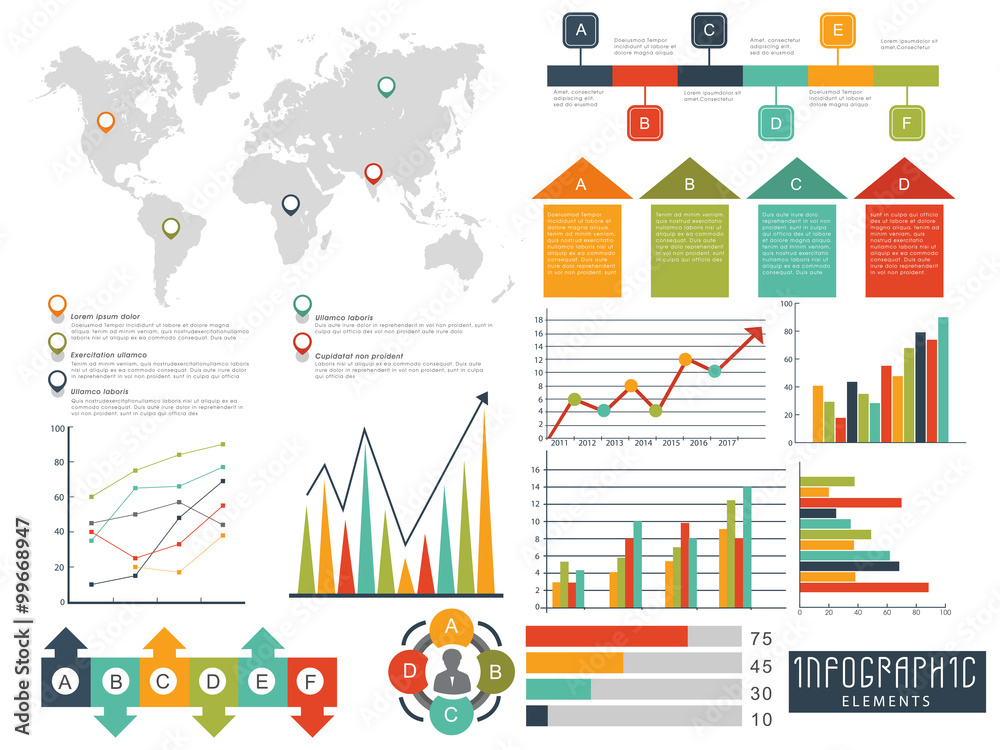 Set of various Business Infographic elements.