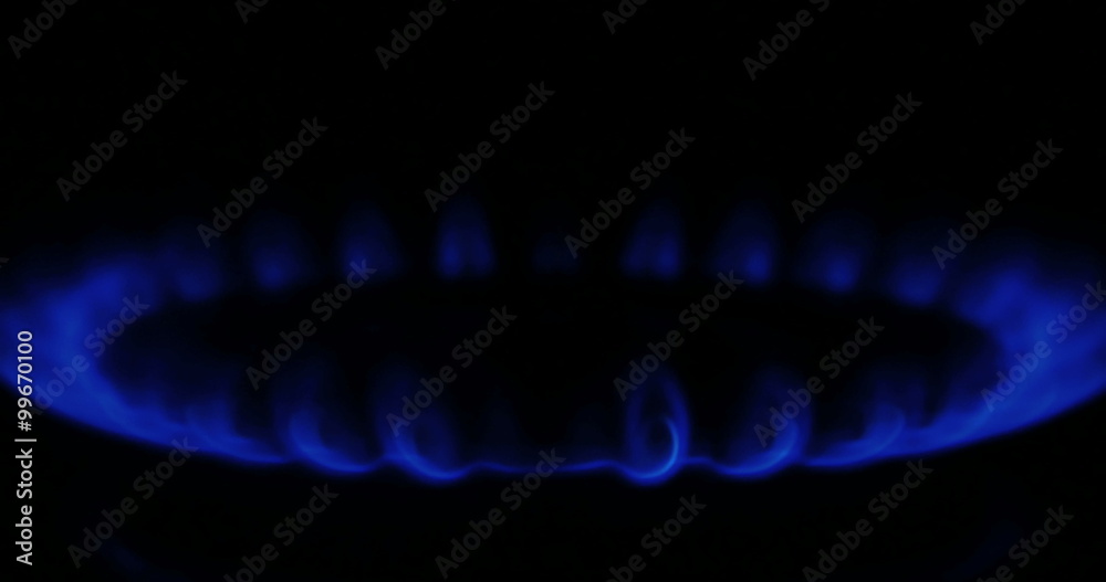 Natural gas inflammation in stove burner 4 flames 4k Natural gas inflammation in stove burner 4 flames 4k