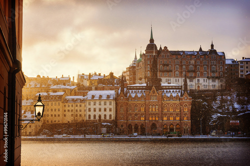 Obraz na płótnie winter morning in Stockholm, Sweden w salonie