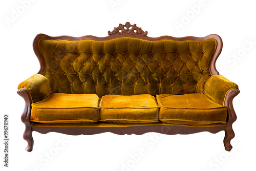 Fototapeta Naklejka Na Ścianę i Meble -  Vintage brown sofa isolated on white