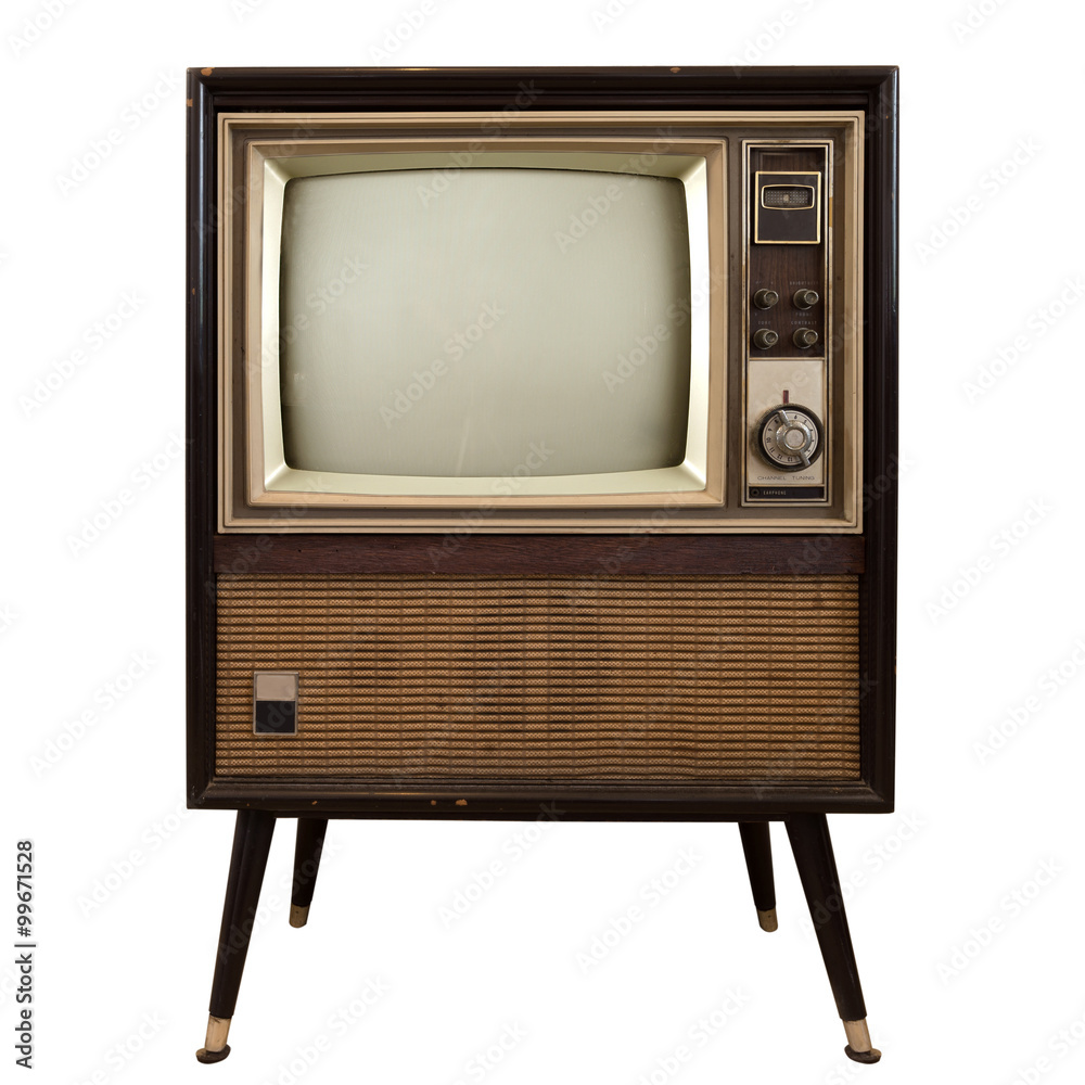 Vintage television - old TV isolate on white ,retro technology Photos |  Adobe Stock