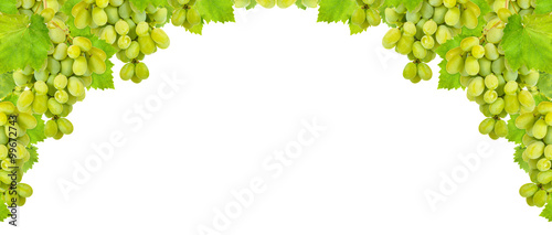 Obraz na plátně bunch of green grapes isolated on a white background, collage