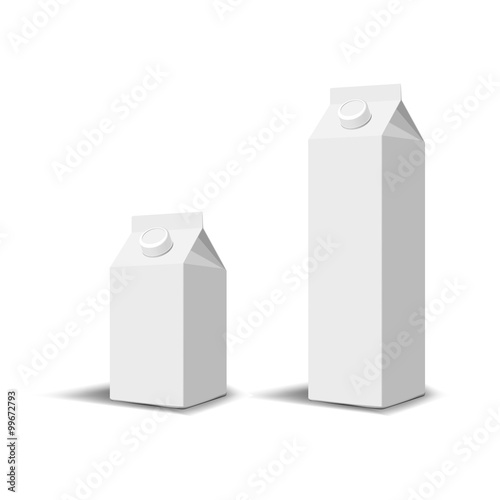 Set of 2 blank milk or juice carton boxes
