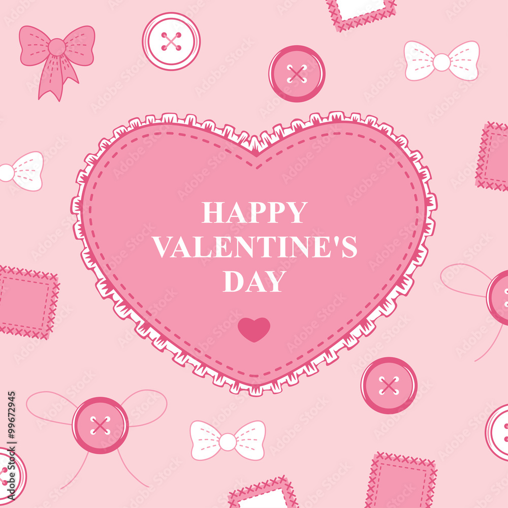 Valentines card with heart lace on decorative pink background Valentines card with heart lace on decorative pink background