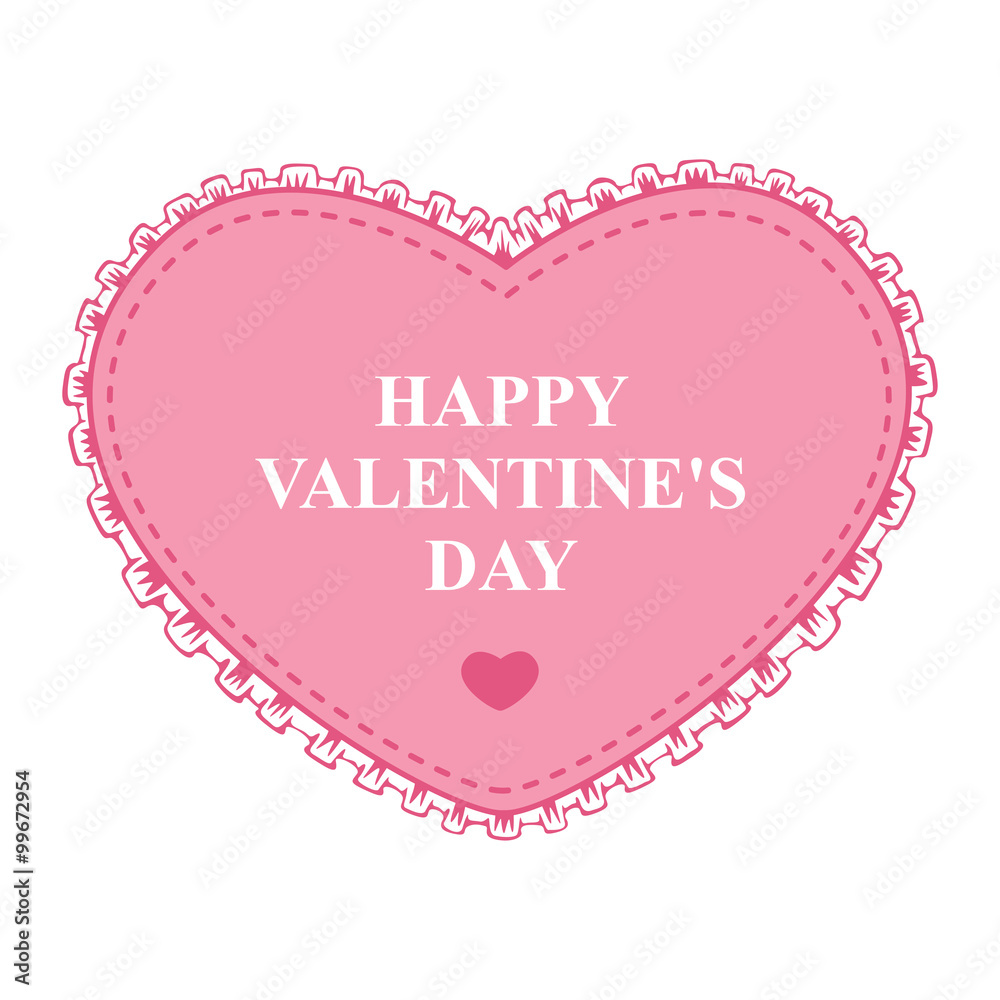 Valentines card with pink decorative heart lace
