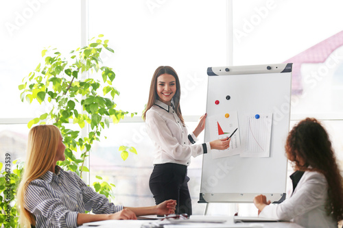 Three young businesswomen a...