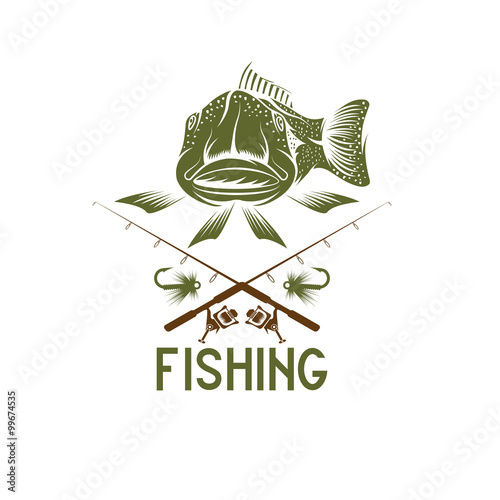 vintage funny fishing vector design template
