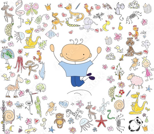 Children's drawings of doodle emotion of people
