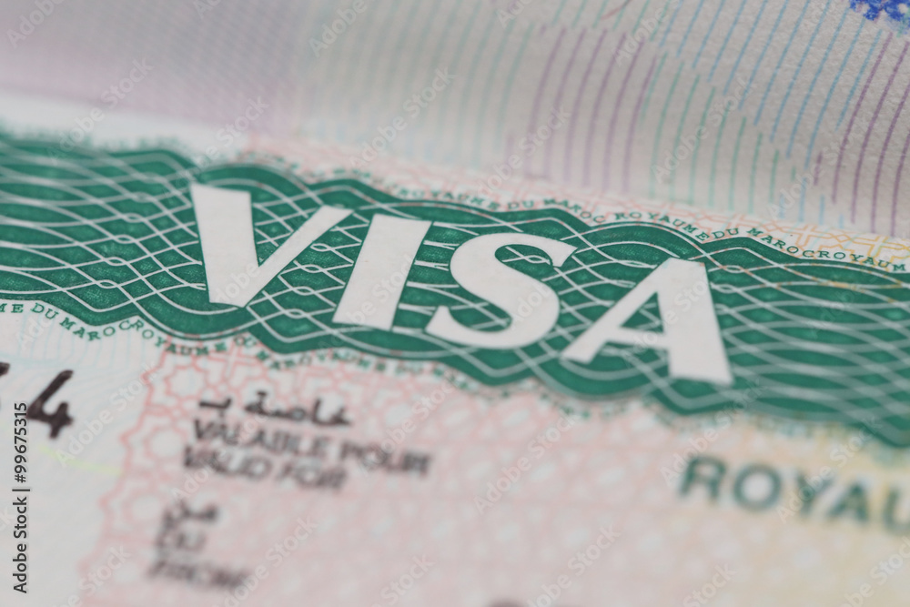 Obraz premium Close up on visa in the passport