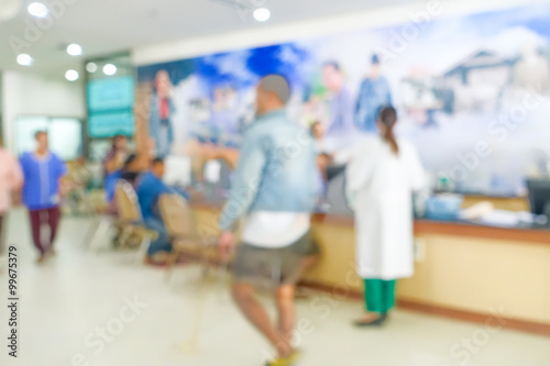 Blurred image of patient sitting waiting for doctor in hospital