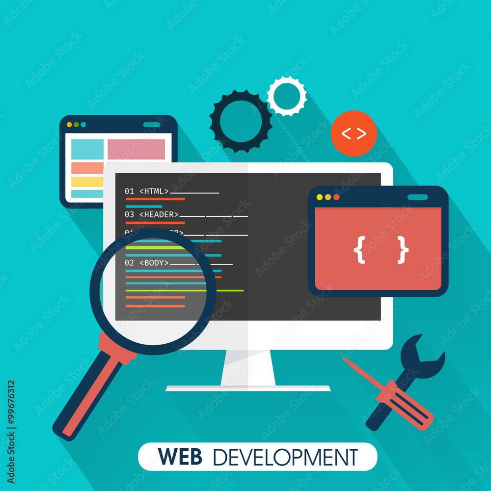 Web Development concept with devices. Web Development concept with devices.