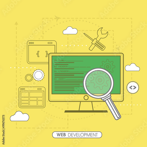 Web Development concept with devices.