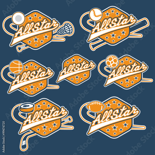 set of vintage sports all star crests