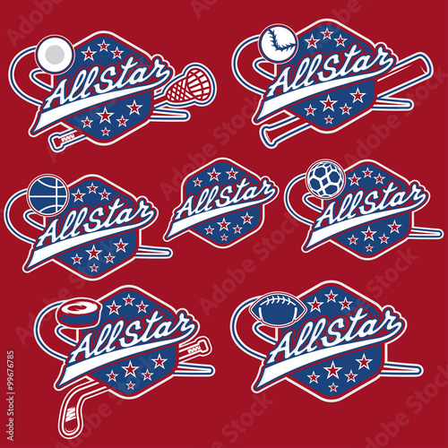 set of vintage sports all star crests