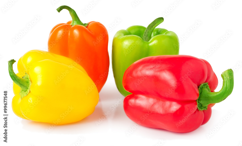 Colored paprika pepper isolated on a white background