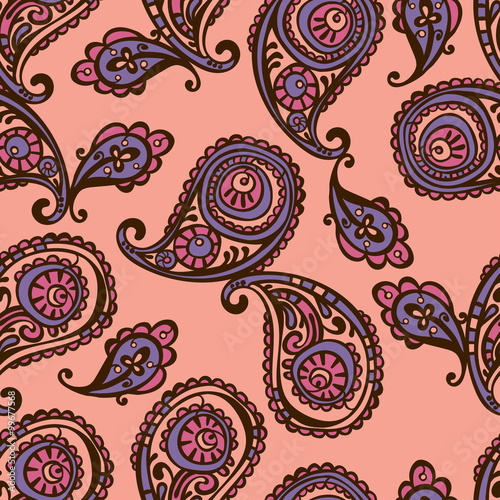 Paisley. Vector seamless illustration. Bright color pattern.