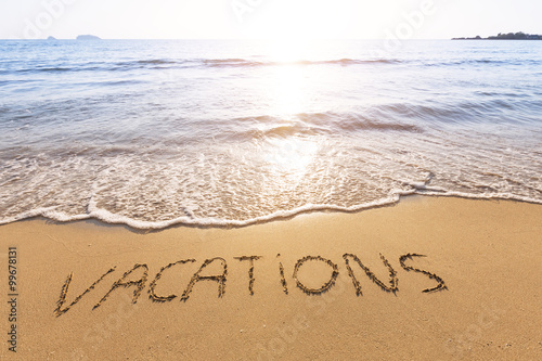 Vacations written in the sand of a tropical beach