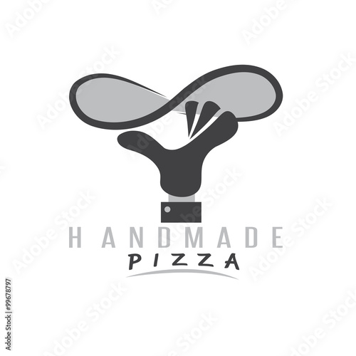 handmade pizza with hand of chef vector illustration