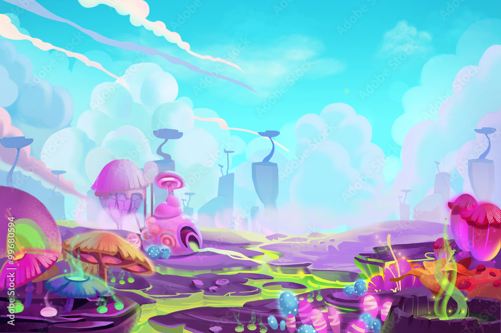 Illustration: A Mystery Wonderland. Realistic Fantastic Cartoon Style