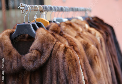 fur coat very sofly in vintage style photo
