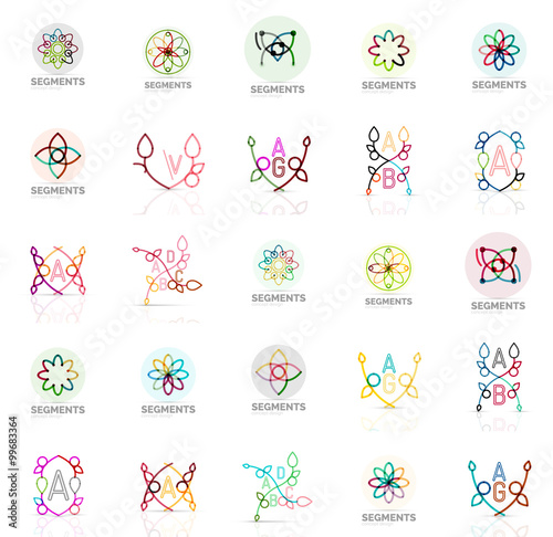 Linear abstract logos, letters, swirls