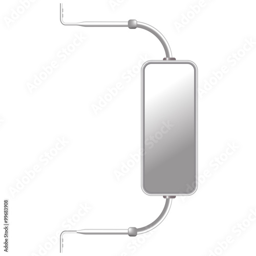 Vector illustration of trailer (truck) metal side view mirror wi