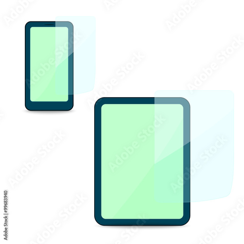 Vector illustration of screen protector film for smartphone and tablet