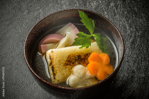 典型的なお雑煮 Ricecake boiled with vegetables(zouni)  photo