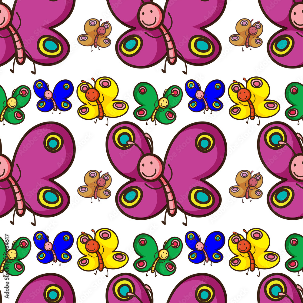 Obraz premium Seamless colorful butterflies flying