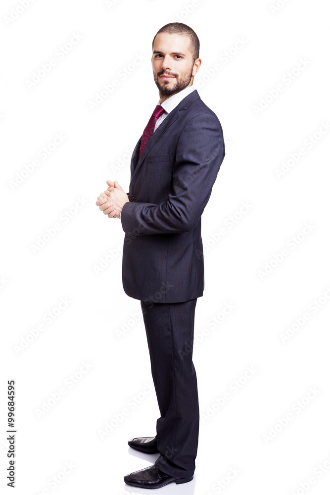 Side view of a young businessman, isolated on white background Side view of a young businessman, isolated on white background