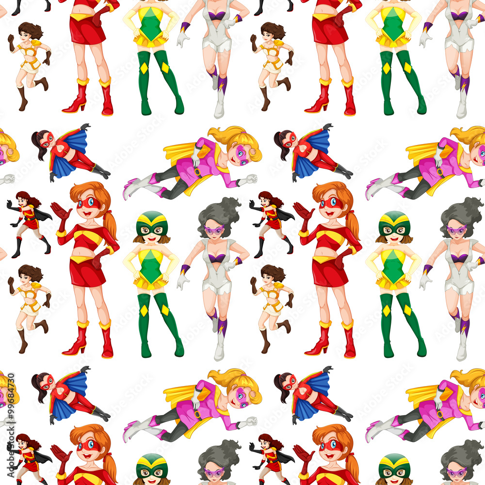 Female heroes in different costumes
