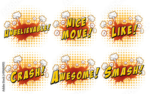 Different words on clouds background