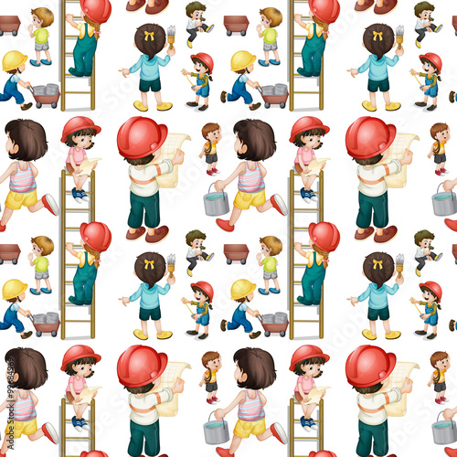Seamless children working on site
