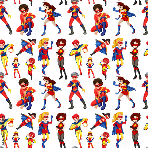Seamless male and female superheroes