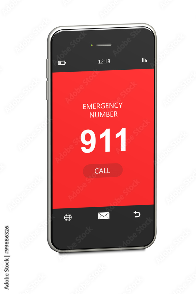 mobile phone with emergency number 911 isolated over white mobile phone with emergency number 911 isolated over white