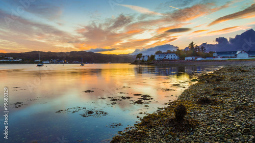 Beautiful Scottish sunset at Kyleakin village - Isle of Skye, Scotland, UK photo