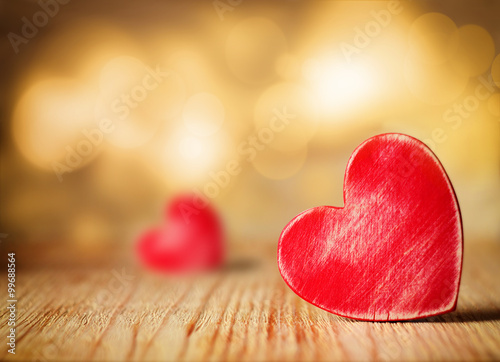 Red wooden heart photo