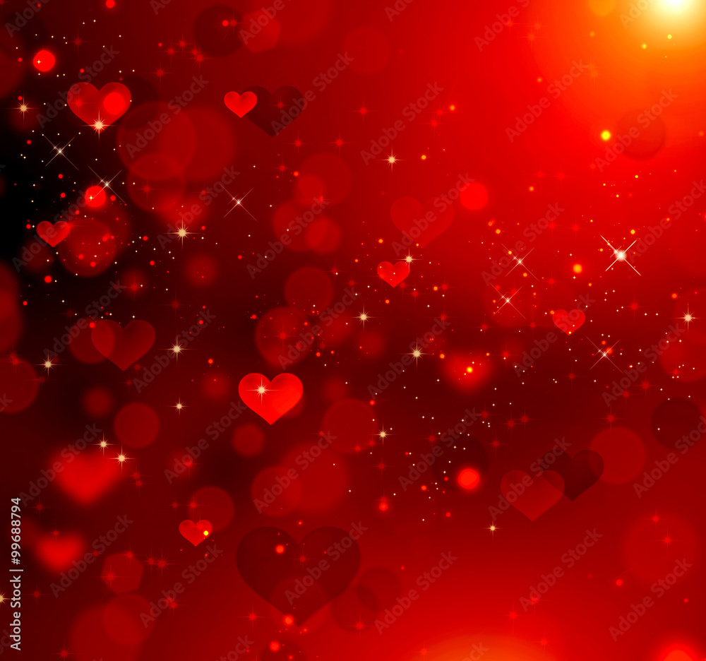 Valentine hearts abstract red background