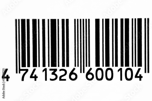 Frontal view black barcode in white background photo