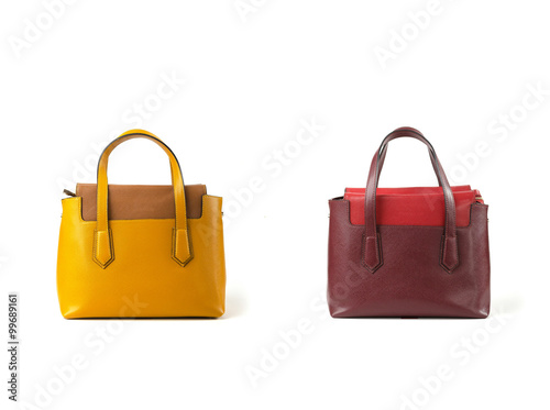 leather woman bags isolated on white background