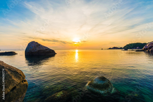 Sunrise on the coast of the Koh Tao photo