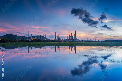 oil refinery at dawn