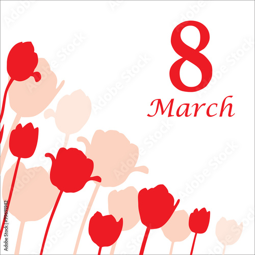8 March card decorated tulip silhouette