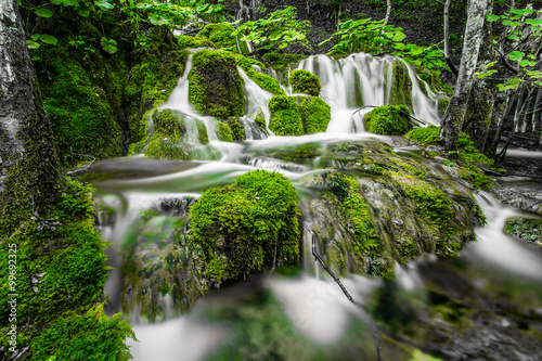 Waterfall in Path throw plitvicka park photo