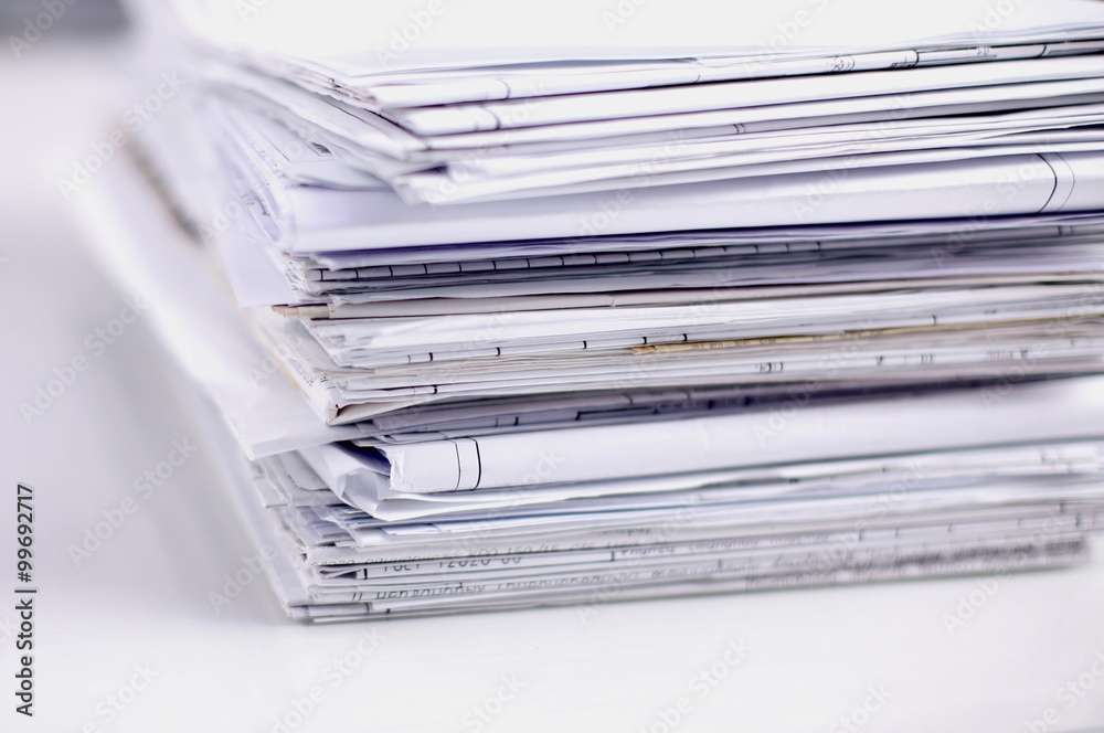 Big stack of papers ,documents on the desk Big stack of papers ,documents on the desk